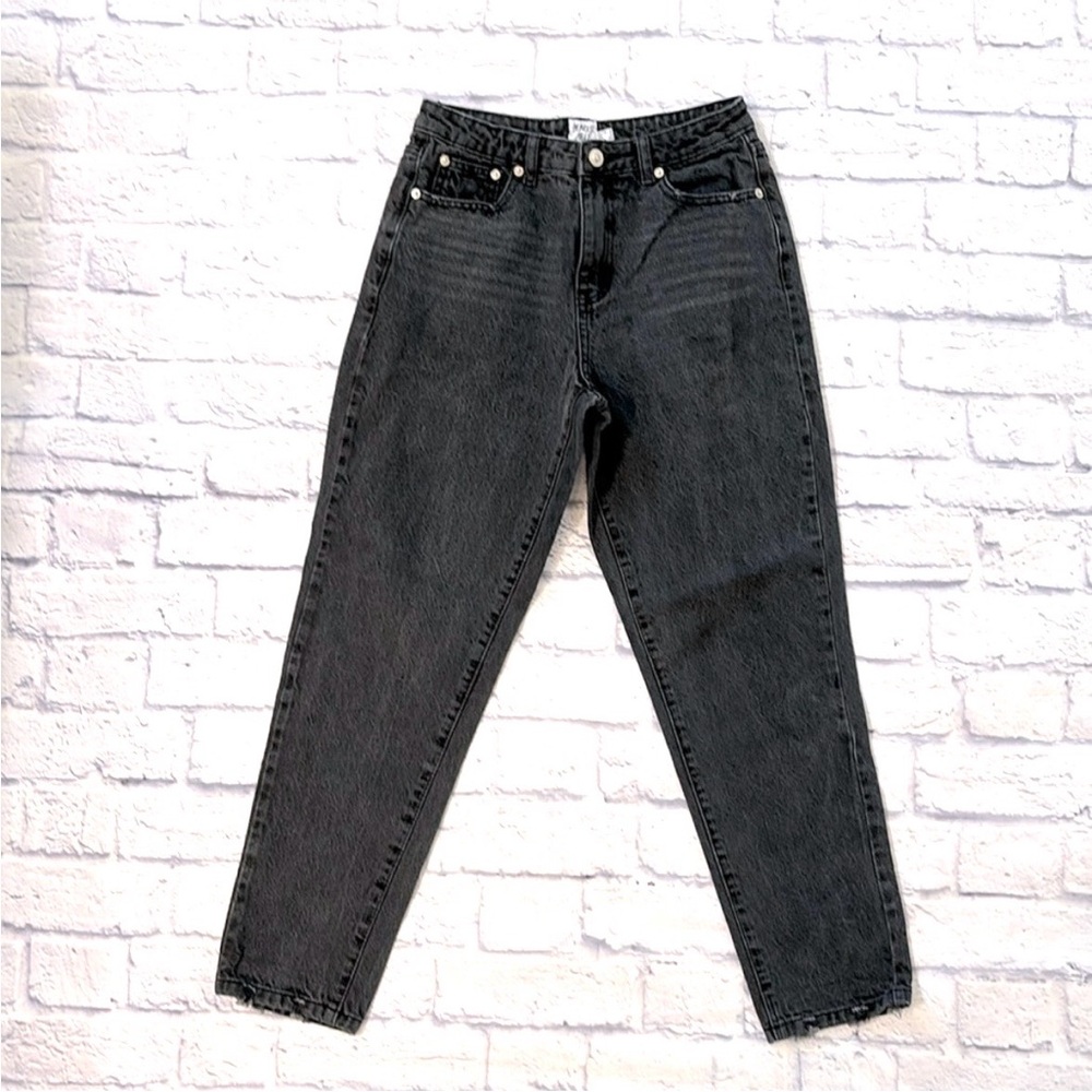 Princess Polly High Waisted Baggy Straight Leg Black Denim Jeans Size 4